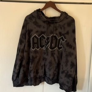 Crop top hoodie ac/dc graphic